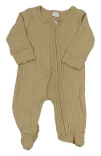 Béžový rebrovaný úpletový overal