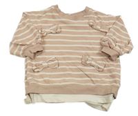 Ružovo-smotanová pruhovaná mikina s 3D mašľami Next