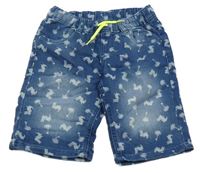 Tmavomodré teplákové riflové kraťasy s krokodýly Kiki&Koko