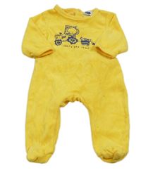Žltý zamatový overal s traktorom