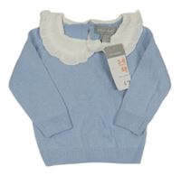 Nové - Světlemodro-biely sveter s golierikom Primark