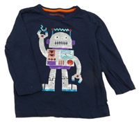 Tmavomodré triko s robotem Bluezoo