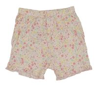 Bielo-svetloružová -žlté kvetované kraťasy Nutmeg