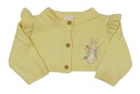 Žlté svetrové bolerko s volánikmi a králikom