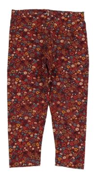 Vínové kvetované zateplené legíny C&A