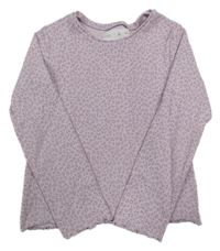 Lila rebrované tričko s leopardím vzorom Zara