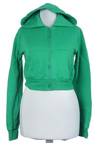 Dámska zelená crop prepínaci mikina s kapucňou H&M