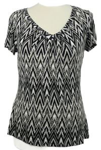 Dámské černo-šedé vzorované tričko 