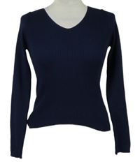 Dámský tmavomodrý žebrovaný lehký svetr Primark 