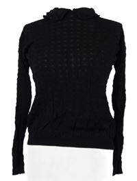 Dámský černý vzorovaný lehký svetr s límečkem Next 