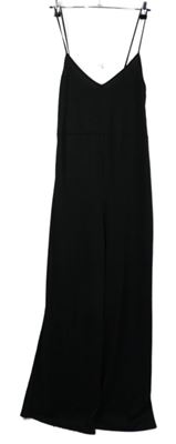 Dámsky čierny rebrovaný palazzo nohavicový overal Boohoo