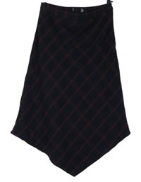 Dámska tmavomodro-vínová károvaná midi sukňa