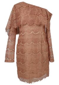 Dámské starorůžové krajkové šaty s volánem MissGuided 