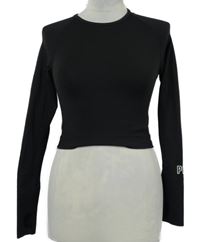 Dámske čierne športové crop funkčné tričko Pink