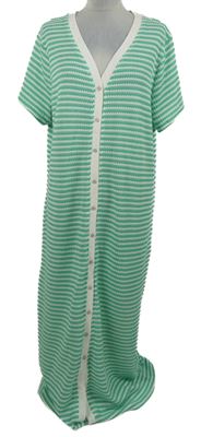 Dámské zeleno-bílé vzorované pletené dlouhé šaty F&F