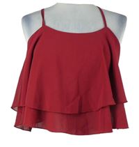 Dámský tmavočervený šifonový crop top 