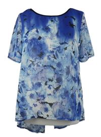 Dámska modro-tmavomodrá kvetovaná šifónová blúzka George