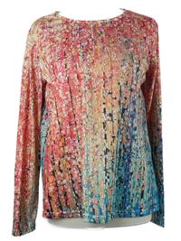 Dámské růžovo-modré vzorované triko 