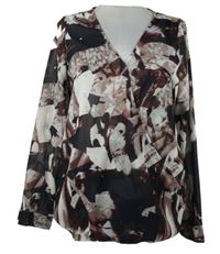 Dámska čierno-vínová vzorovaná šifónová blúzka Garcia Jeans