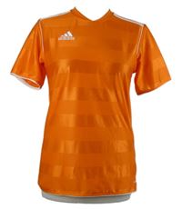 Dámské oranžové pruhované sportovní funkční tričko s logem Adidas 