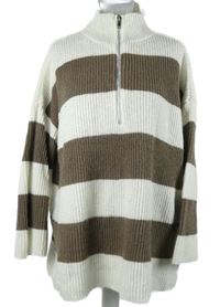 Dámský bílo-hnědý pruhovaný svetr Boohoo 