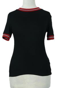 Dámske čierne rebrované tričko s pruhmi New Look