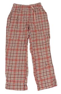 Ružovo-červeno-čierne kockované pyžamové nohavice zn. Pepperts
