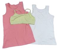 3set- 2x košilka růžová, bílá+ limetková lambada s nápismi