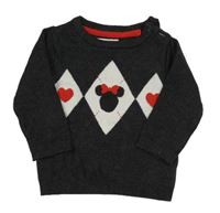 Černý svetr s káry a Minnie Disney