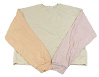 Smetanovo-oranžovo-ružová crop mikina H&M