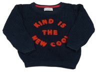 Tmavomodrý sveter s nápisom zn. Primark