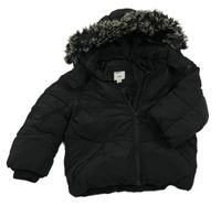 Čierna šušťáková zimná bunda s kapucňou River Island