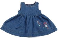 Modré rifľové šaty s obrázkom Dunnes