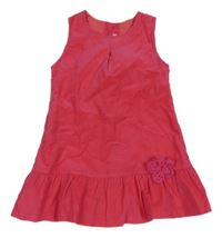 Neonově růžové manšestrové šaty s kytičkou