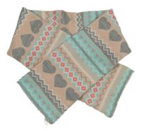 Modro-růžová pruhovaná šála se vzorem Peacocks