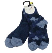 Nové - 2x chlupaté ponožky tmavomodré+ tmavomodré s flíčky F&F