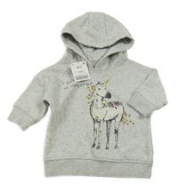 Nové - Světlešedá melírovaná mikina s jednorožcem Next