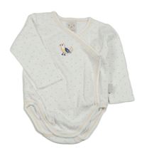 Bílo-oranžové body s ptáčkem 