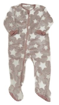 Ružový melírovaný chlpatý overal s hviezdami Next