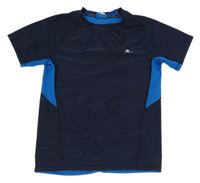 Tmavomodro-modré melírované športové tričko Domyos