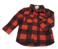 Červeno-černá kostkovaná fleecová košile 