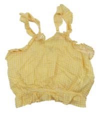 Žlto-biely kockovaný crop top Tiffosi