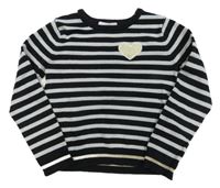 Čierno-sivý pruhovaný sveter so srdcem H&M