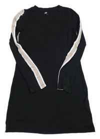 Čierne bavlnené šaty s pruhmi H&M