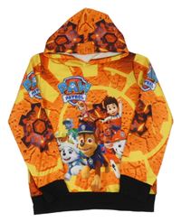 Oranžovo-žltá mikina s Tlapkovou patrolou a kapucňou