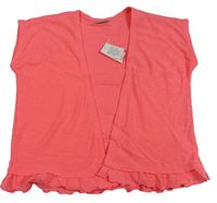 Neónově ružový cardigan s volánkovým lemem Matalan