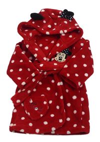 Červený puntíkatý chlupatý župan s Minnie a kapucí George