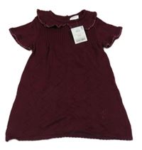 Nové - Vínové pletené šaty s golierikom Next
