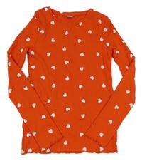 Červené rebrované tričko so srdiečkami zn. TU