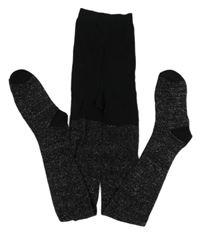 Čierno-strieborné trblietavé pančuchy Primark